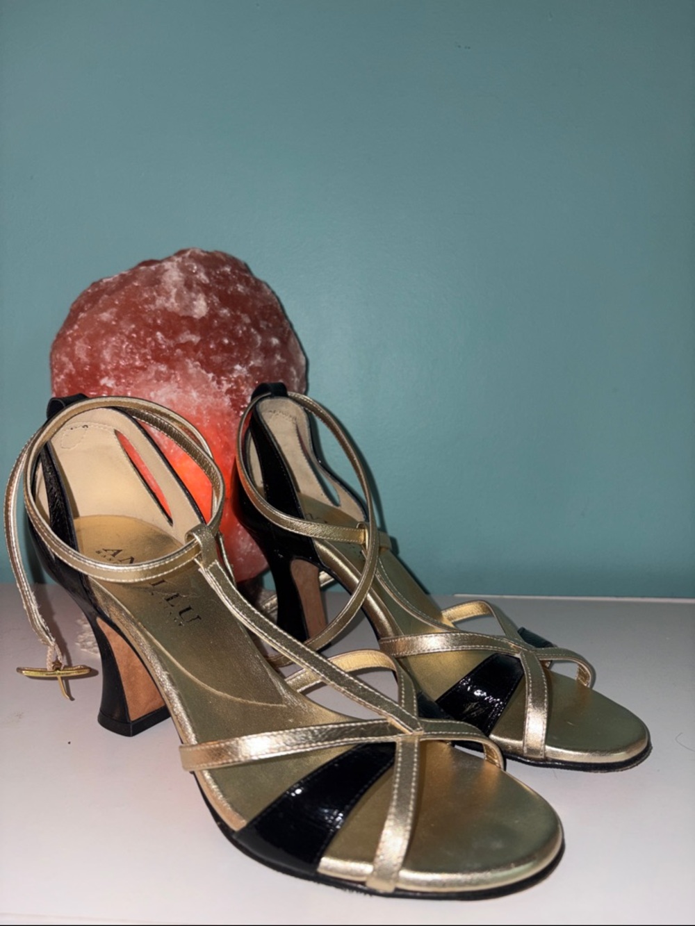 Vintage Anyi Lu Gold Strappy Women's Heeled Sandals